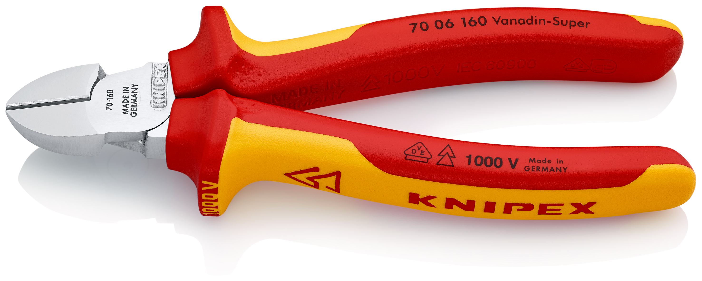 KNIPEX șfic Tăietor Lateral Precizie, 160mm, Siguranță 1000V, HRC 61 Tăișuri călite suplimentar prin inducție